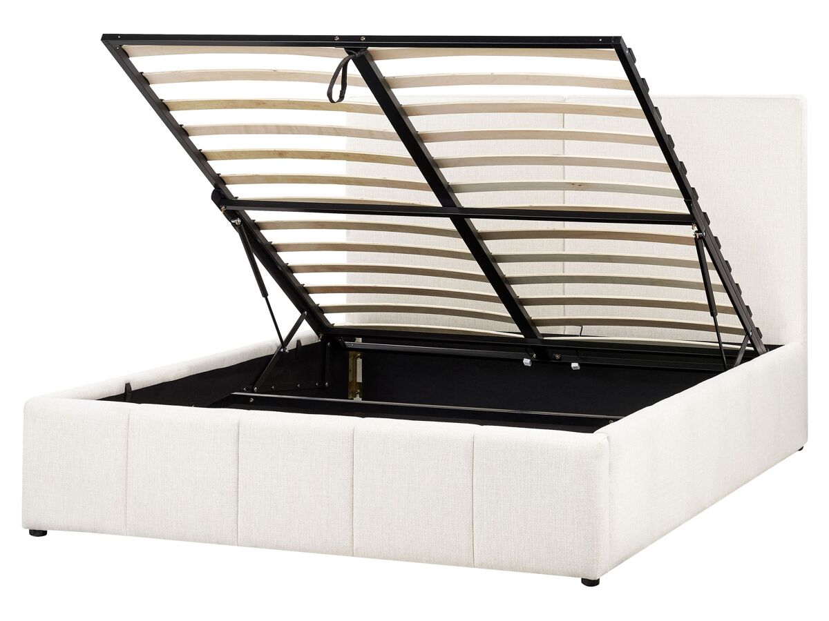 Beliani Cama con almacenaje Poliéster CASTELNAVET 170x220 Crema