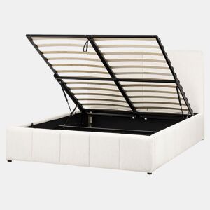 Cama baú Tecido CASTELNAVET 160 x 200 cm Branco creme