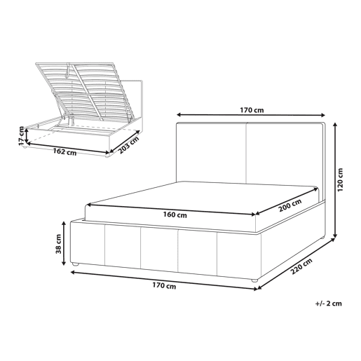 Cama baú Tecido CASTELNAVET 160 x 200 cm Branco creme