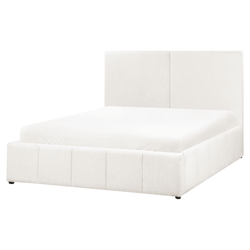 Cama baú Tecido CASTELNAVET 160 x 200 cm Branco creme