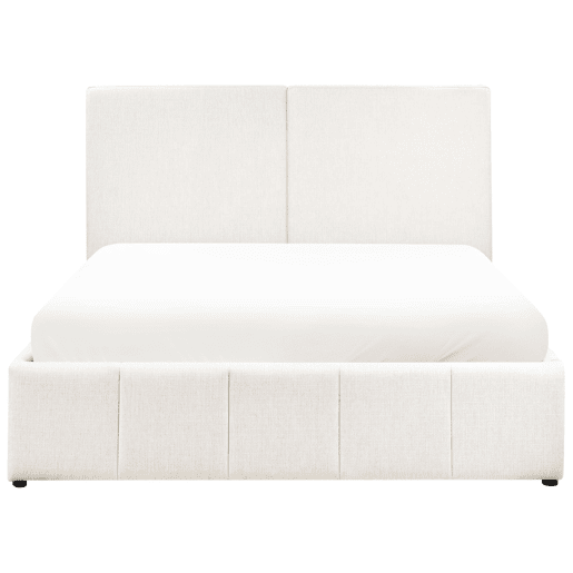 Cama baú Tecido CASTELNAVET 160 x 200 cm Branco creme