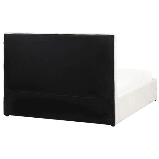 Cama baú Tecido CASTELNAVET 160 x 200 cm Branco creme