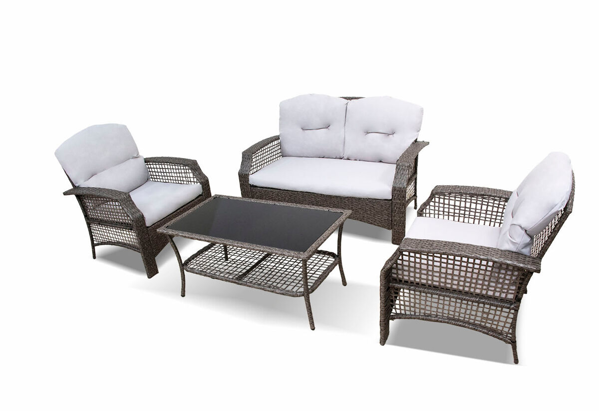 Sofa + 2 sillas + mesa. muebles de jardin y terraza de ratan pe