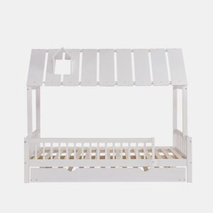 Cama de criança 120x200 cm com cama com gavetão 120x190 cm - em madeira de pinho e MDF - Branco