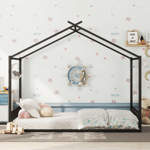 Cama de cabina 140x200 cm - estrutura em ferro - Preto