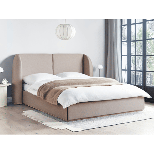 Cama baú Tecido MONESTIER 180 x 200 cm Taupe