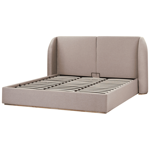 Cama baú Tecido MONESTIER 180 x 200 cm Taupe