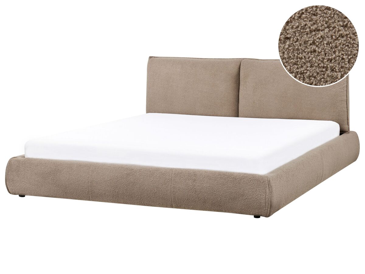 Beliani Cama de agua Bouclé VINAY 196x233 Gris