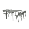 Mesa de jardim em metal com 6 cadeiras, Amelia, Verde caqui, 160x90x72.5 cm