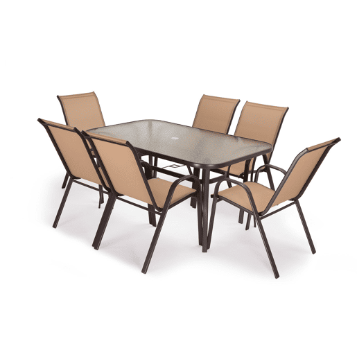 Mesa de Vidro Temperado HC + 6 Cadeiras. Móveis de jardim e terraço