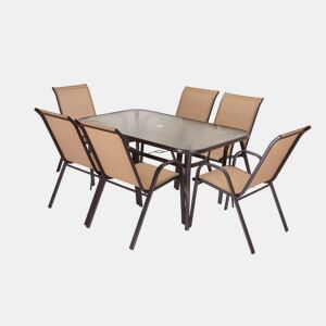 Mesa de Vidro Temperado HC + 6 Cadeiras. Móveis de jardim e terraço