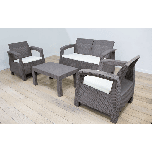 Sofá + 2 Poltronas + Mesa de Centro CF. Móveis de jardim e terraço PE Ratan