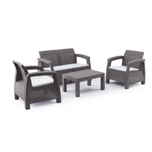 Sofá + 2 Poltronas + Mesa de Centro CF. Móveis de jardim e terraço PE Ratan