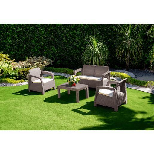 Sofá + 2 Poltronas + Mesa de Centro CF. Móveis de jardim e terraço PE Ratan