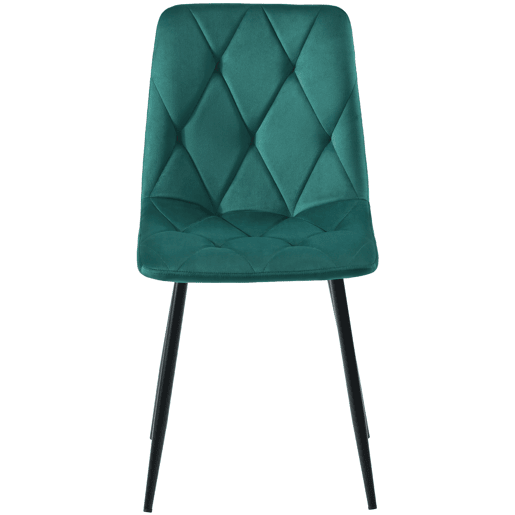 Conjunto de 4 cadeiras de veludo - estrutura metálica - motivo losango - verde