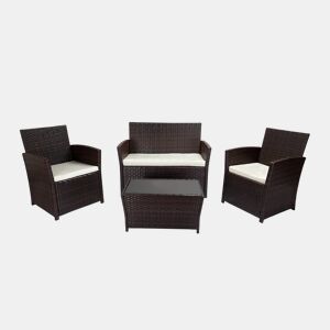 Conjunto Sofá + 2 Poltronas + Mesa Rattan PE. Móveis de jardim e terraço