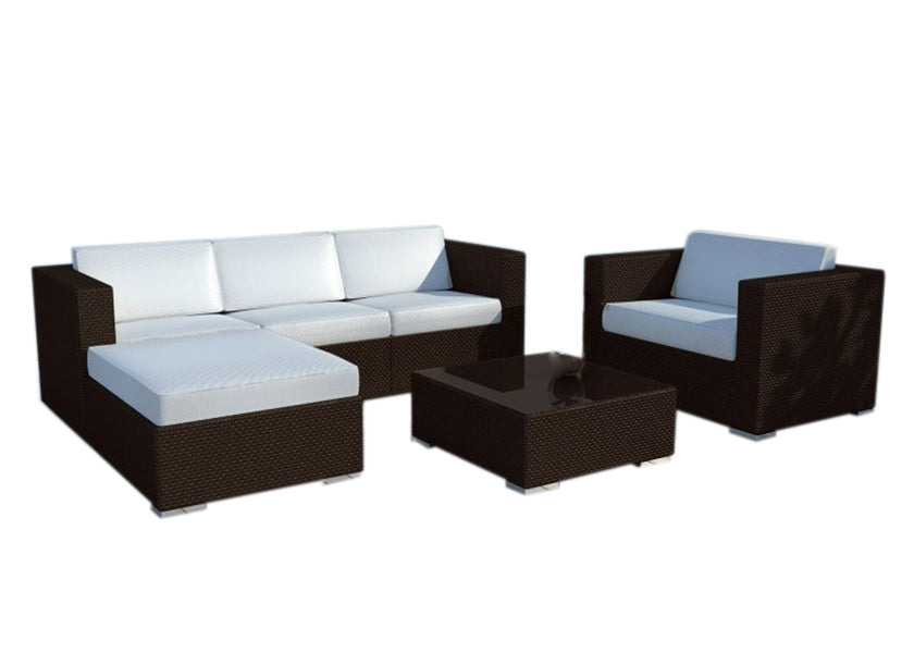 Sofa chaise longue + sillon + mesa de ratan pe. muebles de jardin y terraza