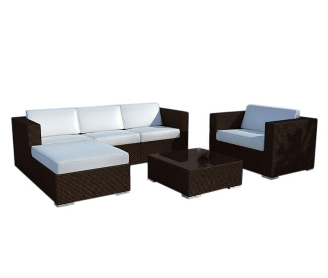 Sofa chaise longue + sillon + mesa de ratan pe. muebles de jardin y terraza
