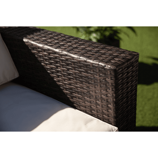 Sofá Chaise Longue + Poltrona + Mesa Rattan PE. Móveis de jardim e terraço