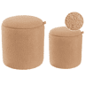 Conjunto de 2 tamboretes com arrumação BEREA Bouclé Castanho claro 3040 cm 3040 cm 3746 cm