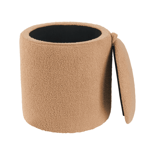 Conjunto de 2 tamboretes com arrumação BEREA Bouclé Castanho claro 3040 cm 3040 cm 3746 cm