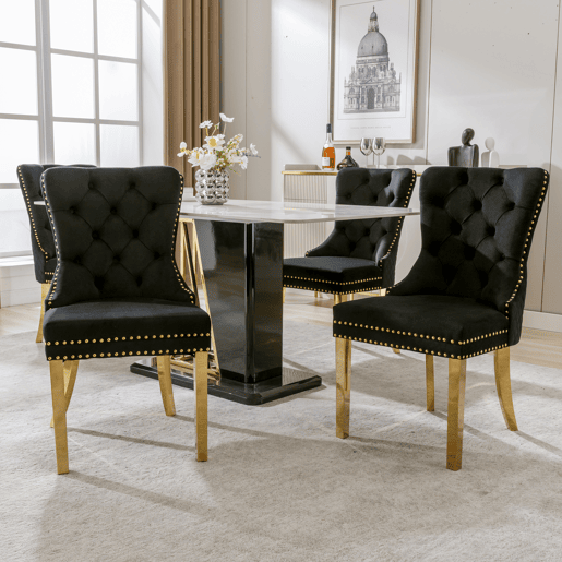 Conjunto de 4 cadeiras de veludo com pernas de metal - Preto