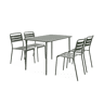 Mesa de jardim em metal, 4 cadeiras, Amelia, Verde caqui, 120x70x72.5 cm