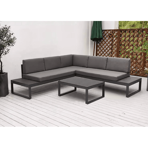 Sofá de Canto Tahiti + Mesa. Móveis de Jardim e Terraço, Cinza Sofá de Canto Tahiti + Mesa. Móveis de Jardim e Terraço, Cinza