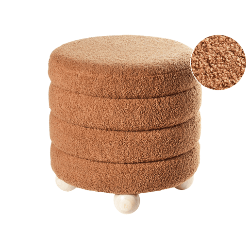 Pufe CHILLY Bouclé Castanho dourado 42 cm 42 cm 41 cm