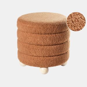 Pufe CHILLY Bouclé Castanho dourado 42 cm 42 cm 41 cm