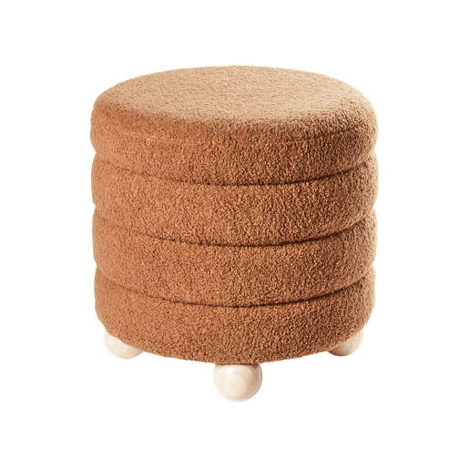 Pufe CHILLY Bouclé Castanho dourado 42 cm 42 cm 41 cm