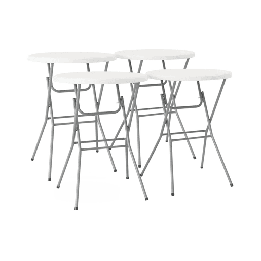 Mesas de recepção, mesas altas dobráveis de aço, set de 4, Gala x4, Branco, 81x81x110 cm