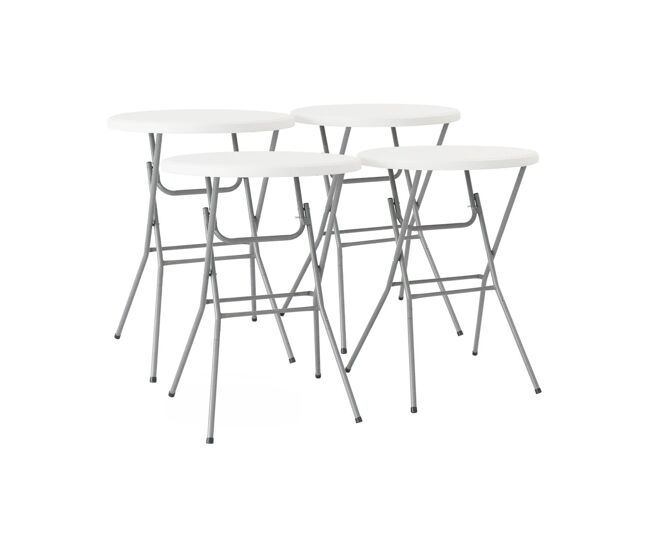 Mesa alta plegable de acero para eventos, set de 4 blanco - 81x81x110 cm