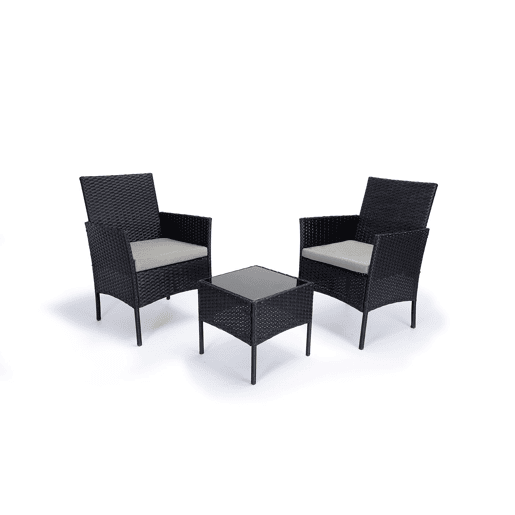 Conjunto de Mesa + 2 Poltronas em Rattan PE. Móveis de jardim e terraço