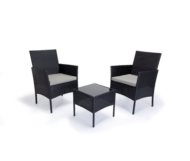 Conjunto mesa + 2 sillones de ratan pe. muebles de jardin y terraza