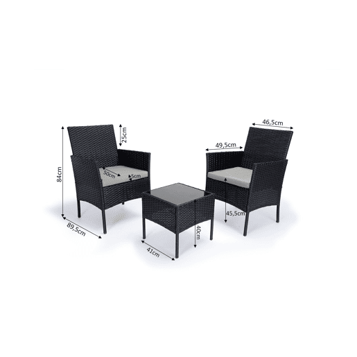 Conjunto de Mesa + 2 Poltronas em Rattan PE. Móveis de jardim e terraço