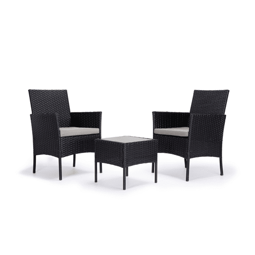 Conjunto de Mesa + 2 Poltronas em Rattan PE. Móveis de jardim e terraço