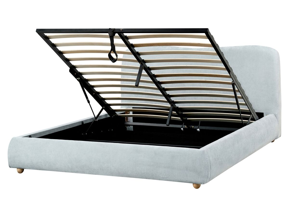 Beliani Cama con almacenaje Poliéster BLAGNAC 180x228 Azul Claro