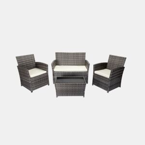 Conjunto Sofá + 2 Poltronas + Mesa Rattan PE. Móveis de jardim e terraço