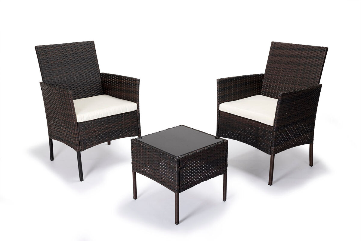 Conjunto mesa + 2 sillones de ratan pe. muebles de jardin y terraza