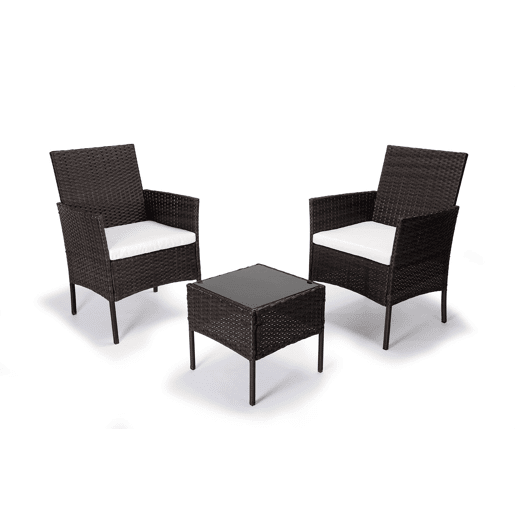 Conjunto de Mesa + 2 Poltronas em Rattan PE. Móveis de jardim e terraço
