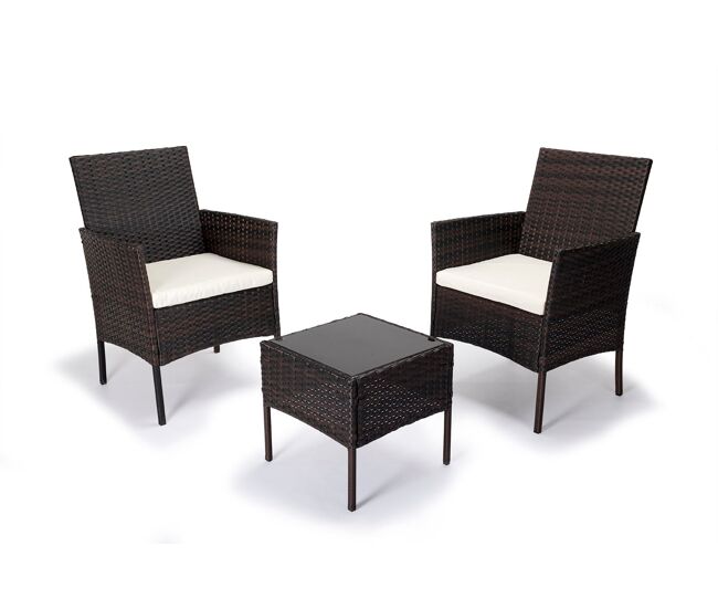 Conjunto mesa + 2 sillones de ratan pe. muebles de jardin y terraza