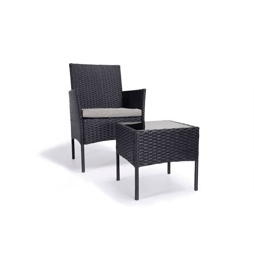 Conjunto de Mesa + 2 Poltronas em Rattan PE. Móveis de jardim e terraço