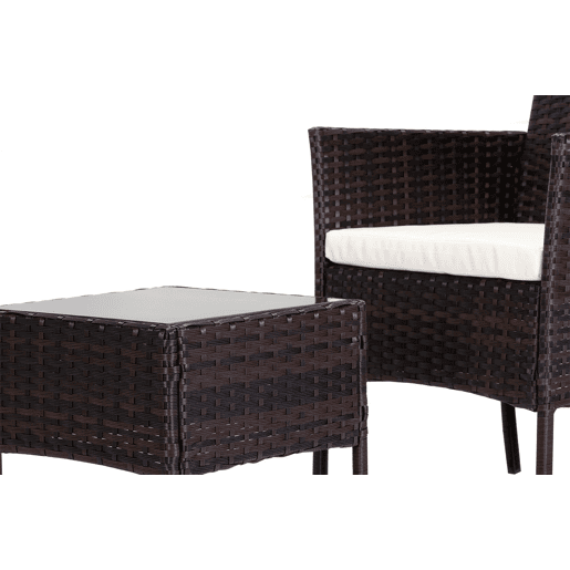 Conjunto de Mesa + 2 Poltronas em Rattan PE. Móveis de jardim e terraço