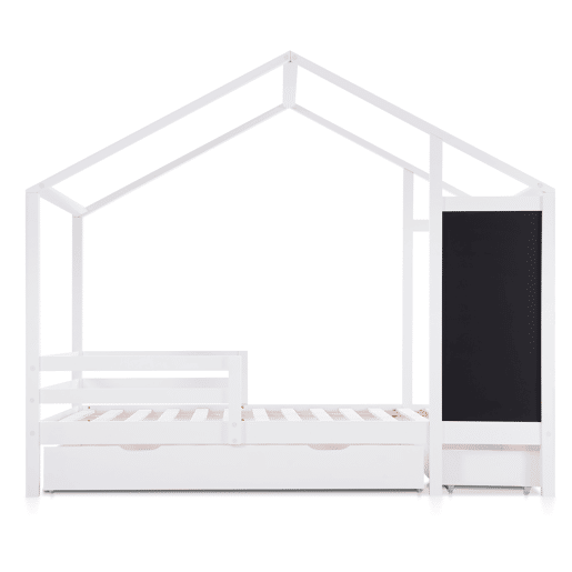 Cabine-cama 90x200 cm - madeira maciça - com ardósia e 2 gavetas - Branco
