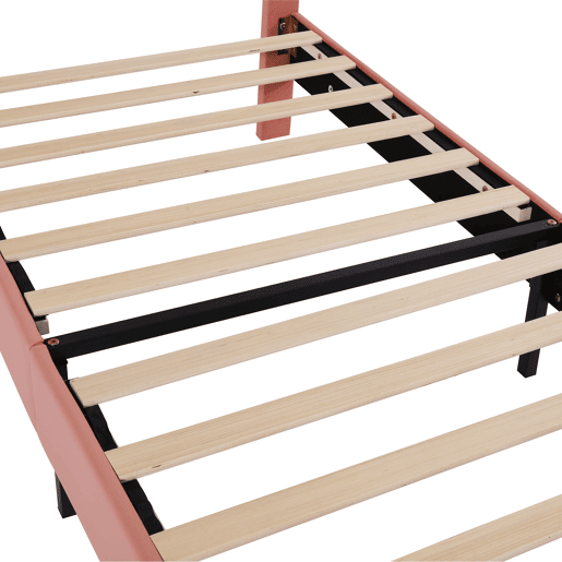 Cama de veludo para criança - 90x200 cm - com cabeceira colorida ajustável - Rosa