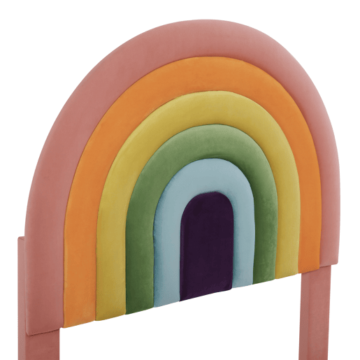 Cama de veludo para criança - 90x200 cm - com cabeceira colorida ajustável - Rosa
