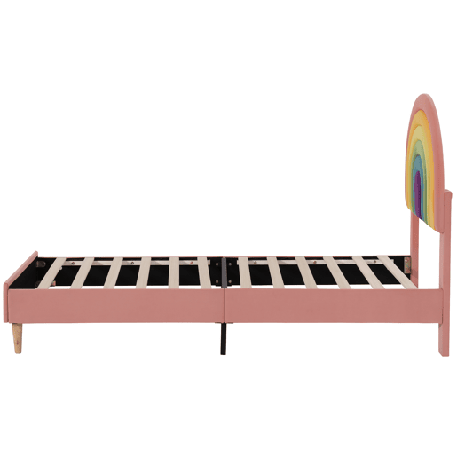 Cama de veludo para criança - 90x200 cm - com cabeceira colorida ajustável - Rosa