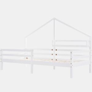 Cabine-cama 90x200cm em madeira maciça - com prateleiras - Branco