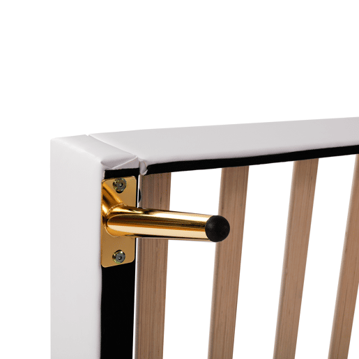 Cama de criança 90x200cm em pele sintética com LED + cabeceira regulável + estrado - Branco